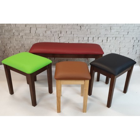 Oak 09 : Ghế Đôn Gỗ Sồi Mặt Nệm - Da Pu Đen
